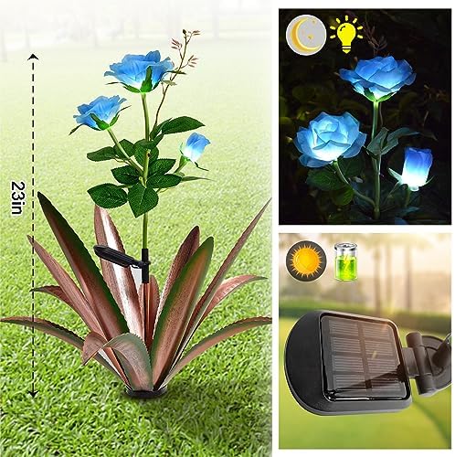 TOMBABY Solar Agave Metal Garden Statue Outdoor Decor