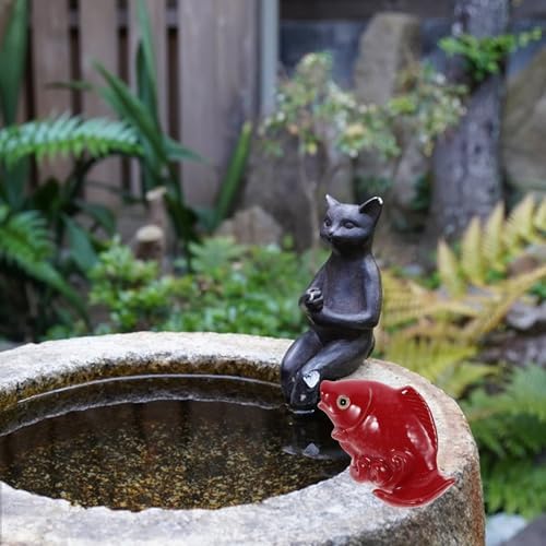 HOMSFOU Ceramic Fish Fountain Garden Water Feature