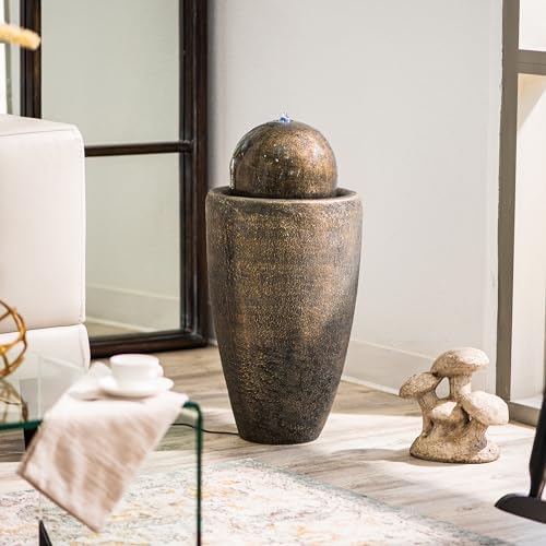 XBrand 2598 H Modern Stone Textured Water Fountain with LED Lights