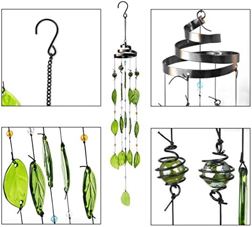 Vindar Wind Chimes 32 Inch Glass Leaves Outdoor Decor
