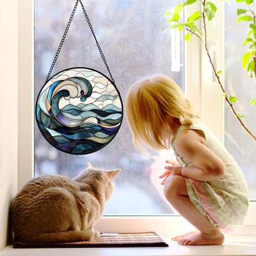 Stained Glass Window Hanging 98 In Ocean Waves