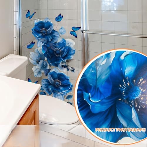 Blue Floral Butterfly Wall Stickers for Home Decor
