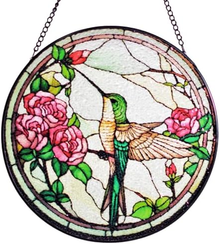 Cute Handmade Hummingbird Stained Glass Window Hanging