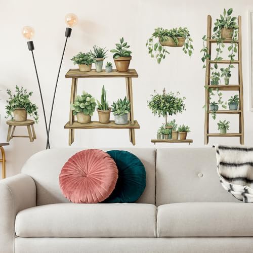 3D Potted Plants Wall Decals Set