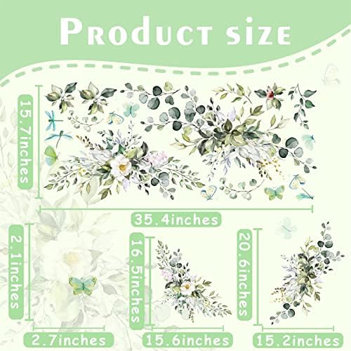 Boho Wall Decals with Hanging Leaves and Butterflies Design
