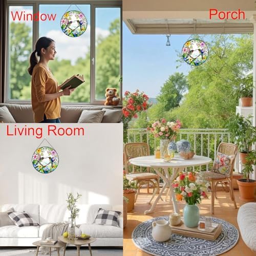 Hummingbird Stained Glass Window Suncatcher 787 Inch Round Decor