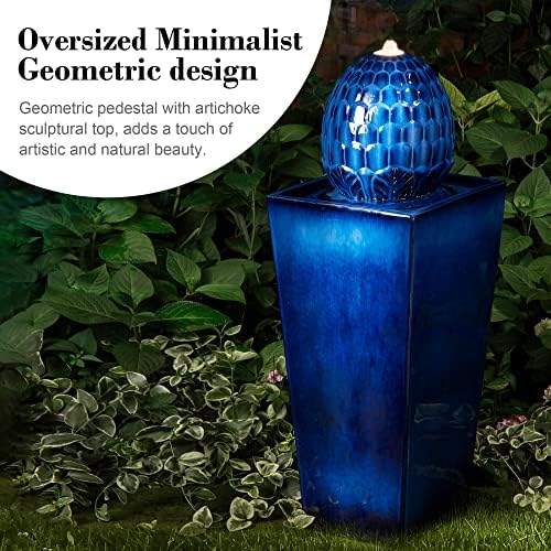 Glitzhome Ceramic Water Fountain with LED Light 3575 H