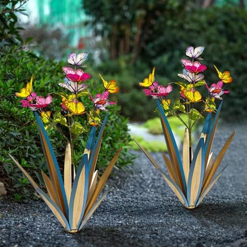 TOMBABY Blue Waterproof Butterfly Garden Sculpture 2pcs