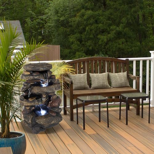 Pure Garden 50-0006 3 Tier Waterfall Fountain with LED Lights
