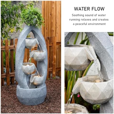 4-Tiered LED Water Fountain with Modern Circle Design and Durable Construction 4587H