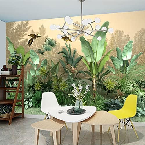 Tropical Rainforest Plantain Tree with Bird Mural Wall Decor