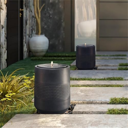LuxenHome 23 Inch Solar Water Fountain Outdoor with LED Lights