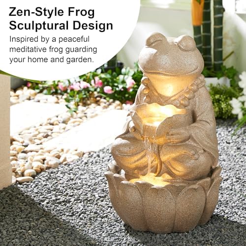 Glitzhome Outdoor Frog Statue Decor 22 H Zen Style