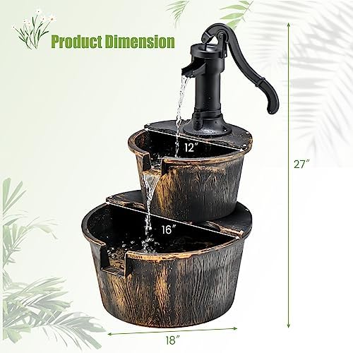 Tangkula 2-Tier Water Fountain Outdoor with Electric Pump