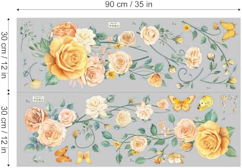 Yellow Butterflies Floral Wall Decals for Nursery Living Room