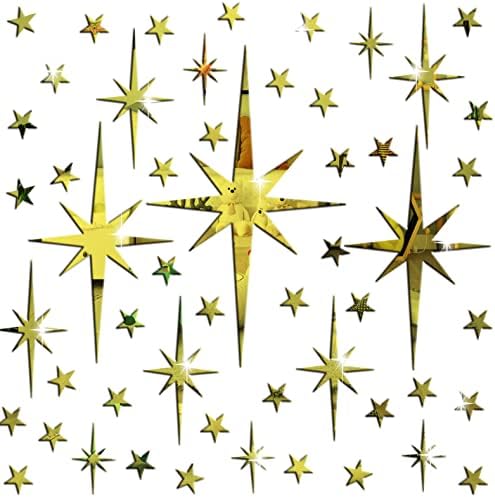 Easma 3D Gold Star Mirror Wall Decal