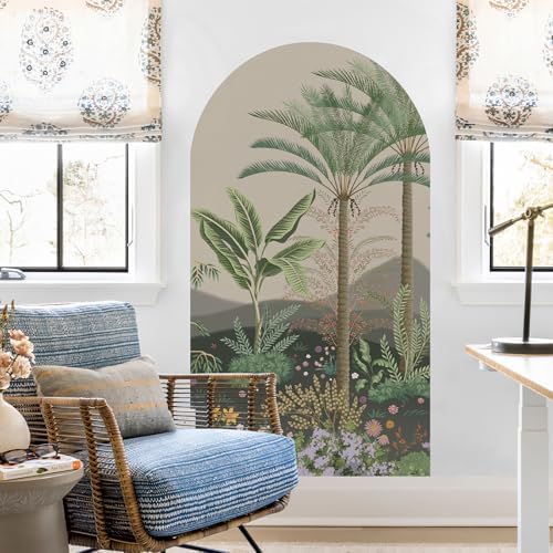 HueBurst Large Arch Wall Decal - Jungle Green Tropical Landscape