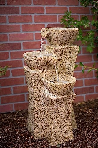 Veneto 26 Inch Three Bowl Cascading Waterfall Fountain with LEDs
