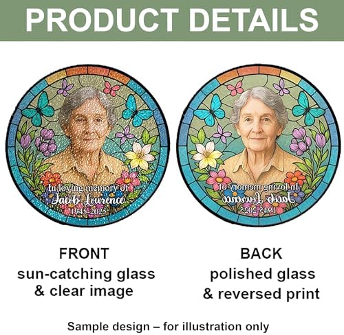 Personalized Photo Grandma and Grandchildren Suncatcher - Custom Glass Window Hanging