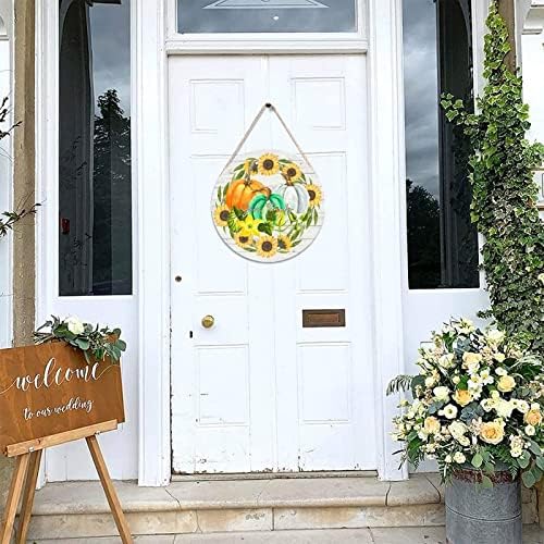 Rustic Welcome Door Hanger Sign 10x10in Wood Wall Decor
