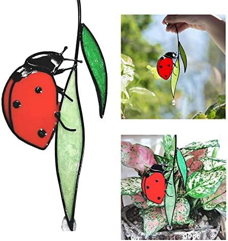 Stained Glass Ladybug Suncatcher Indoor Outdoor Decor