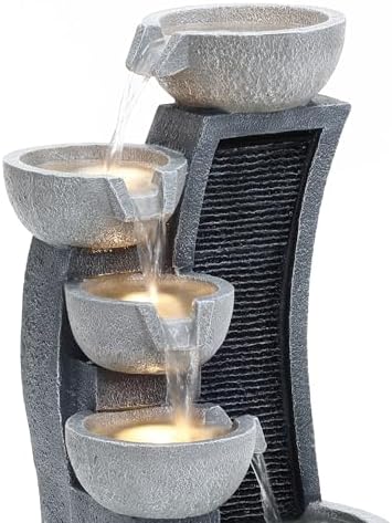 LuxenHome Modern Water Fountain with LED Lights
