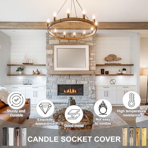 PATIKIL 24 Inch Tall Candle Covers Metal E14 Chandelier Socket Sleeves 10 Pcs
