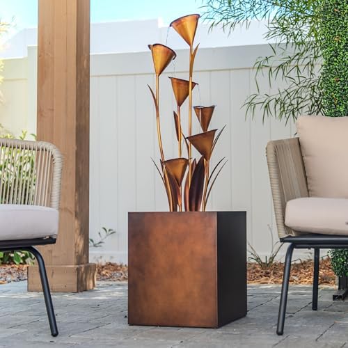 XBrand Freestanding Multi-Tiered Bronze Flower Fountain 46 Tall