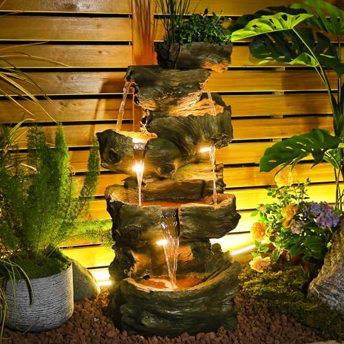 405 Inch H Outdoor Water Fountain with LED Lights