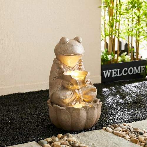 Glitzhome Outdoor Frog Statue Decor 22 H Zen Style