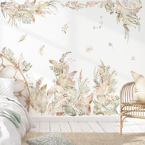 decalmile Large Boho Hanging Leaf Wall Decals