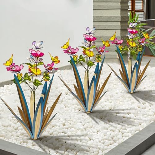 TOMBABY Blue Waterproof Butterfly Garden Sculpture 2pcs