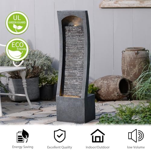 423 Inch H Faux Slate Waterfall Fountain with Lights