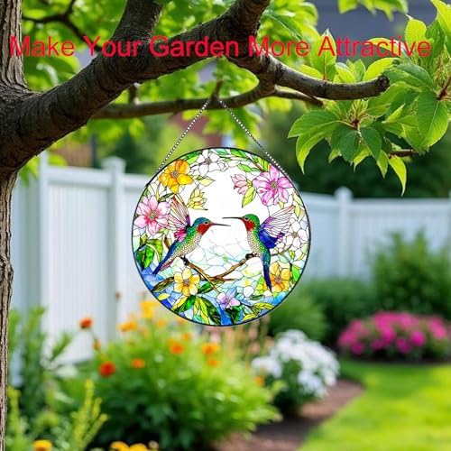 Hummingbird Stained Glass Window Suncatcher 787 Inch Round Decor
