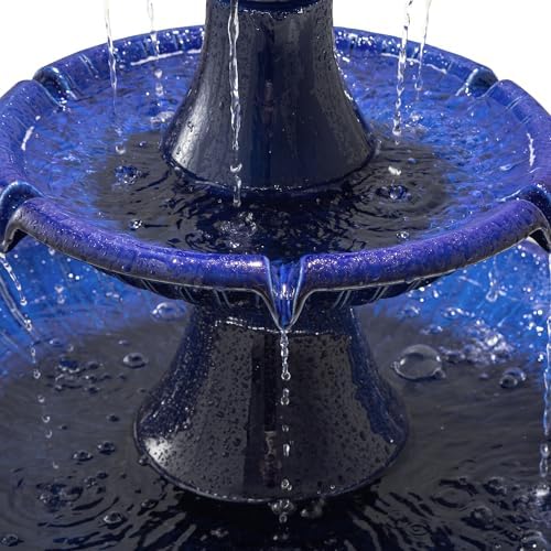 Glitzhome 3 Tier Outdoor Fountain with LED Light and Pump