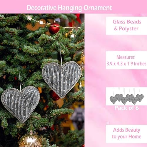 CLEENTABLE Set of 6 Beaded Heart Wall Decorations