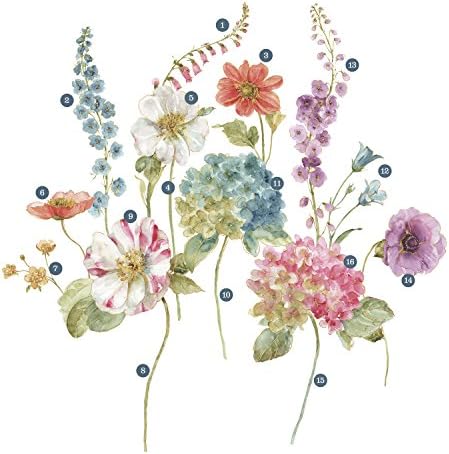 RoomMates RMK3261GM Lisa Audit Garden Flowers Wall Decals