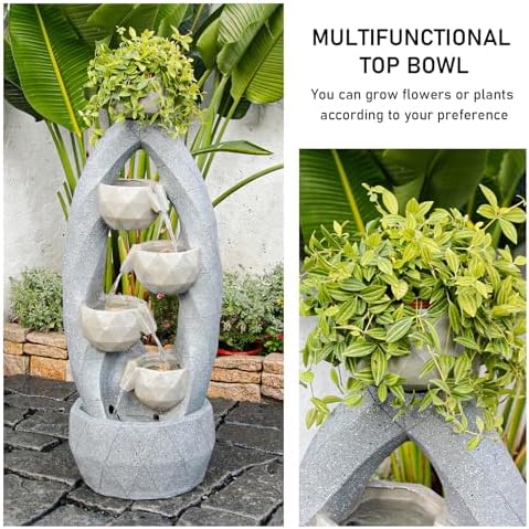 4-Tiered LED Water Fountain with Modern Circle Design and Durable Construction 4587H