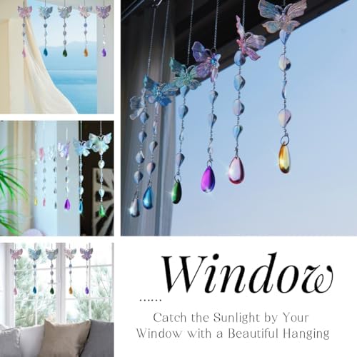 5 Piece Sparkly Butterfly Suncatchers Set for Home and Garden