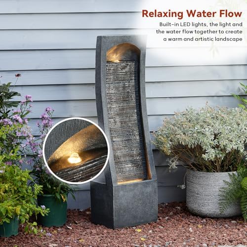 423 Inch H Faux Slate Waterfall Fountain with Lights