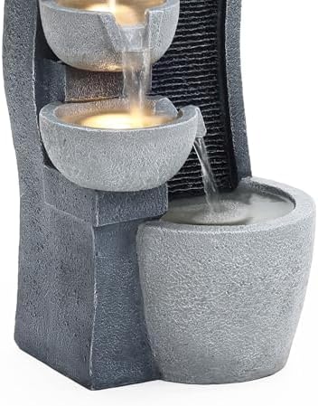 LuxenHome Modern Water Fountain with LED Lights
