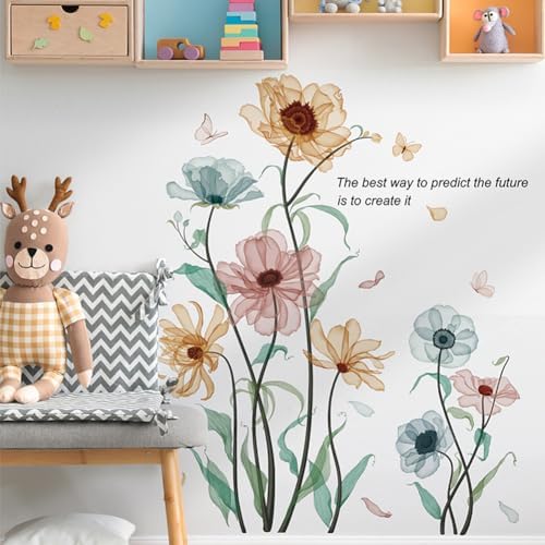 Colorful Flowers Wall Decals for Girls Bedroom