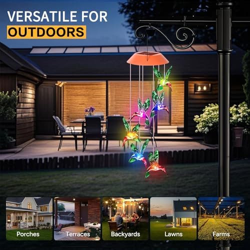 Hummingbird Solar Wind Chimes Garden Decor