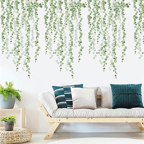 Sacinora Hanging Green Vine Leaves Wall Sticker