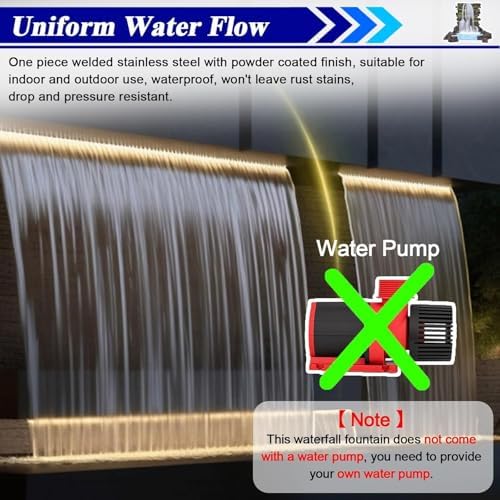 Waterfall Spillway for Pond Fountain 12-72 Inch Heavy Duty Stainless Steel