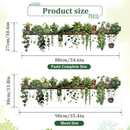 Green Plants Leaves Wall Decals Peel and Stick