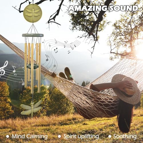 Dragonfly Wind Chimes for Outdoor 32 Inch Decor