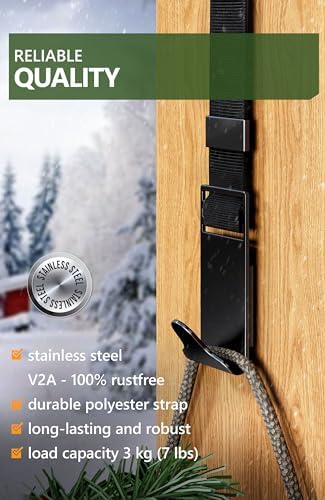 Menz Wreath Hanger for Front Door - Adjustable Metal Hook Black