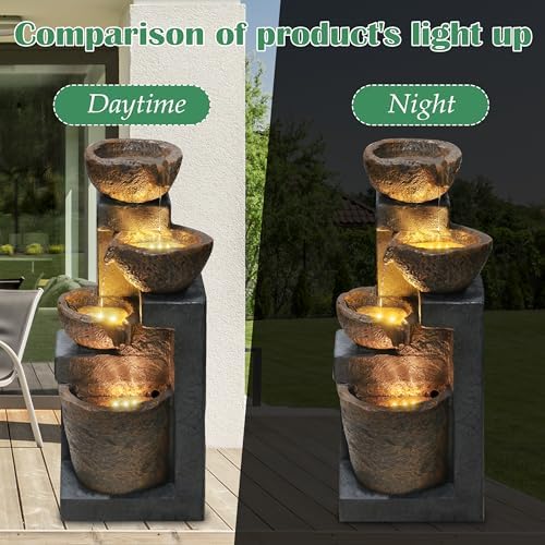 Goldshire 4-Tiers Cascading Bowls Water Fountain with LED Light