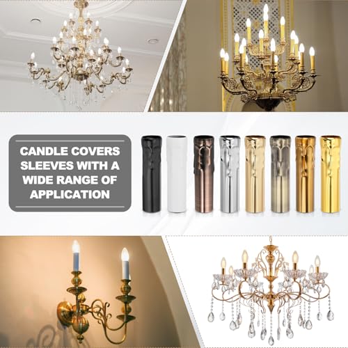PATIKIL 24 Inch Tall Candle Covers Metal E14 Chandelier Socket Sleeves 10 Pcs